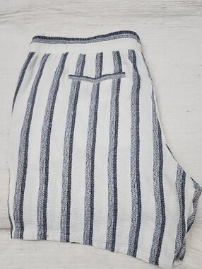 Casual Striped White and Navy Women's Casual Shorts